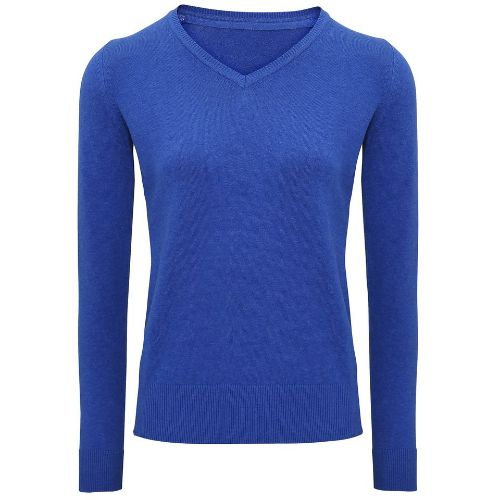 Asquith & Fox Women's Cotton Blend V-Neck Sweater Royal Heather